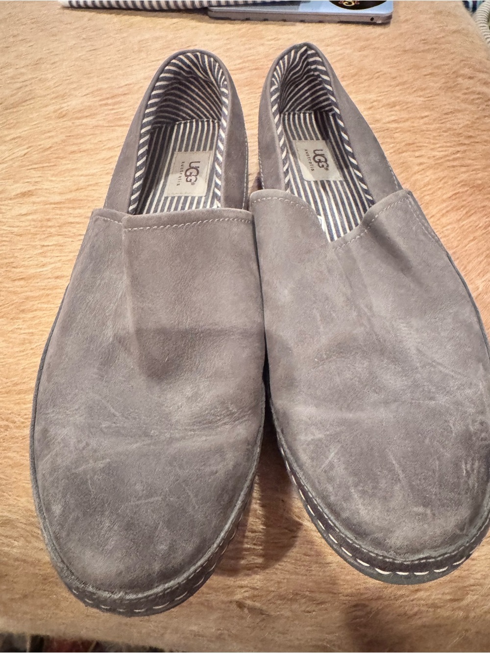 UGG Men's Grey Suede Slip-On Loafers